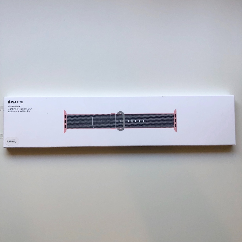 42mm Apple Watch Woven Nylon Band - Lt Pink/Blue